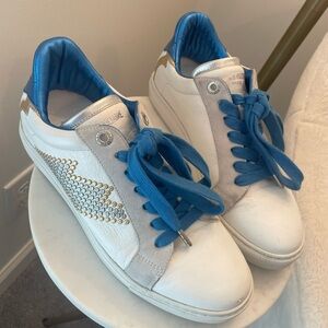 Zadig & Voltaire White and Blue Sneakers with Gold Accents